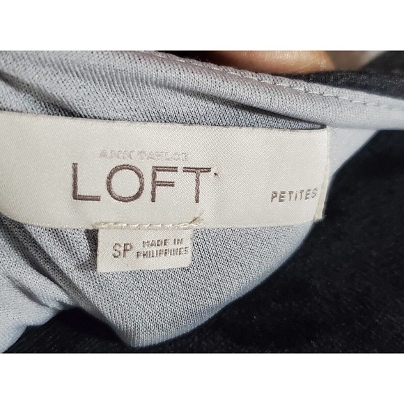 Loft Womens Gray & White Modal Round Neck Sleeveless Casual Knee Length Dress SP - Picture 9 of 12